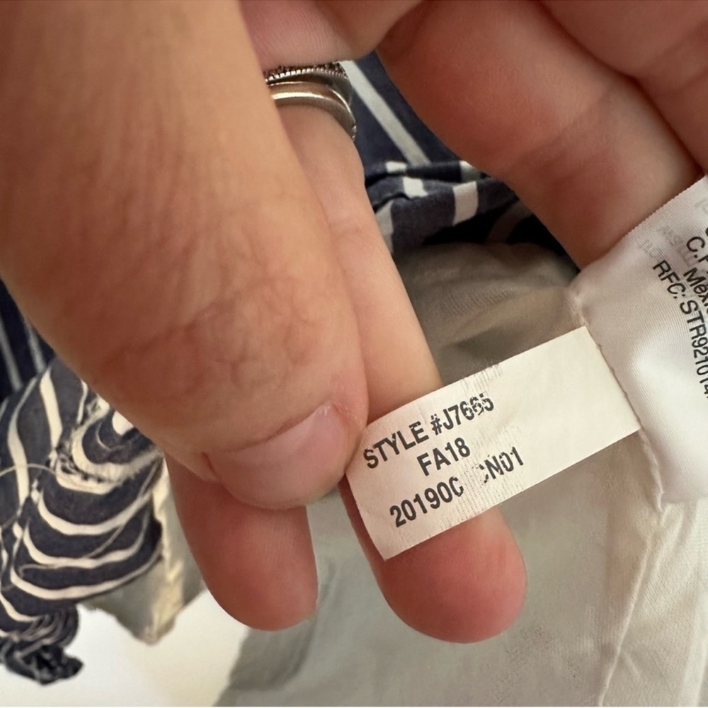 J. Crew 10 Midi Party Dress Shirting pin Stripes blue white full skirt classic - Picture 3 of 11